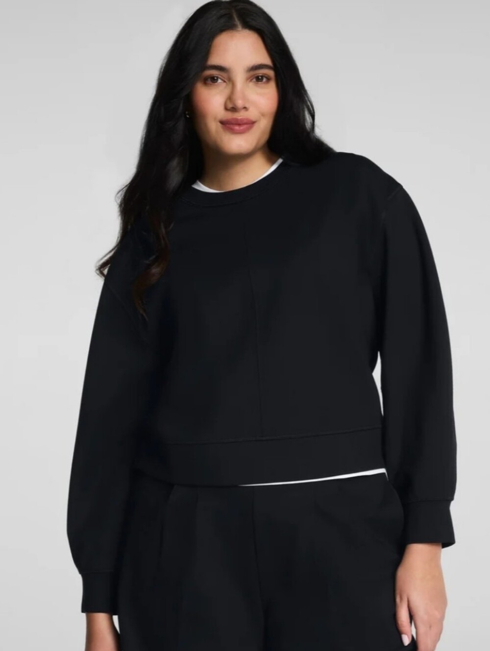 SPANX Ponte Crewneck Long Sleeve Top Classic Black Minimalist Athleisure XL NWT